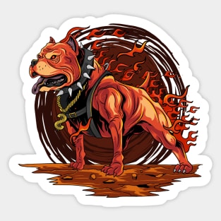 dog Pitbull fire Sticker